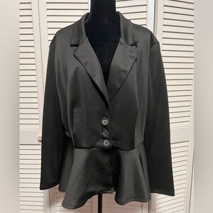 NEW‼️ ASHLEY STEWART 3-Button Peplum Blazer- Sz 22w/24w - Black